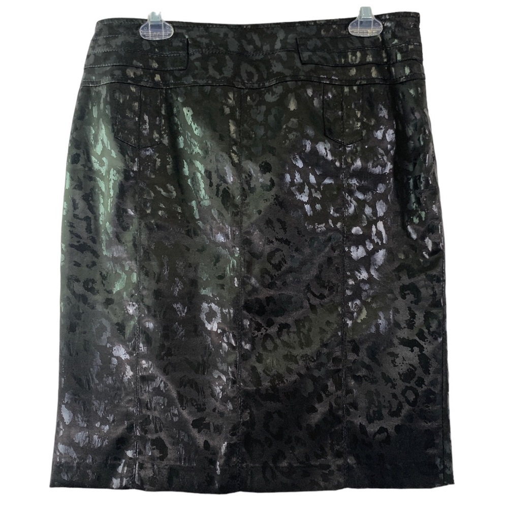 Alberto Makali Black Shiny Cheetah Leopard‎ Straight Skirt